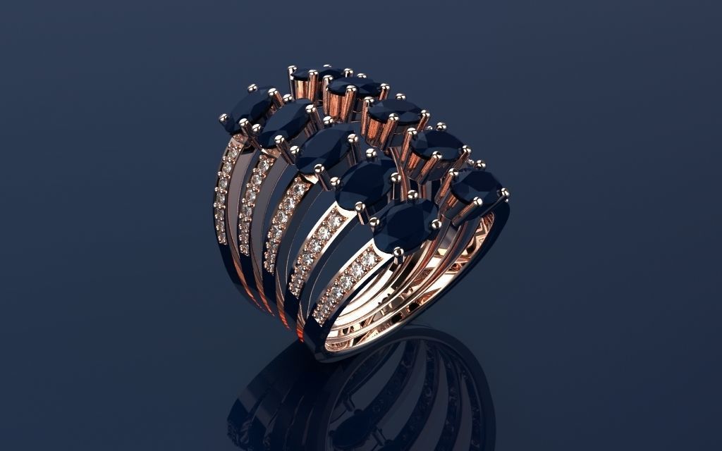 Ring Oval Loops - Jewelry 3D - AN-154 3D print model_10