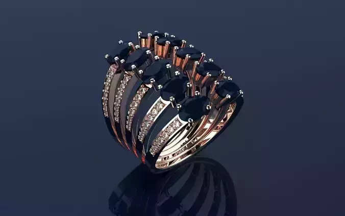 Ring Oval Loops - Jewelry 3D - AN-154 3D print model