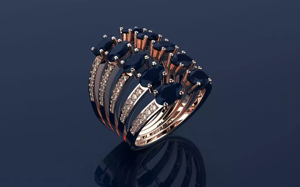 Ring Oval Loops - Jewelry 3D - AN-154 3D print model_0