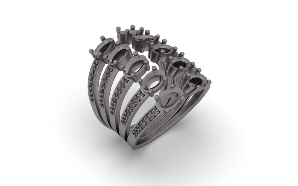 Ring Oval Loops - Jewelry 3D - AN-154 3D print model_19