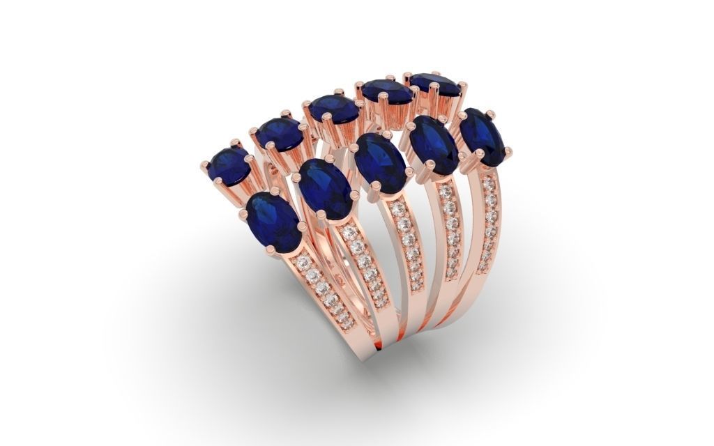 Ring Oval Loops - Jewelry 3D - AN-154 3D print model_15