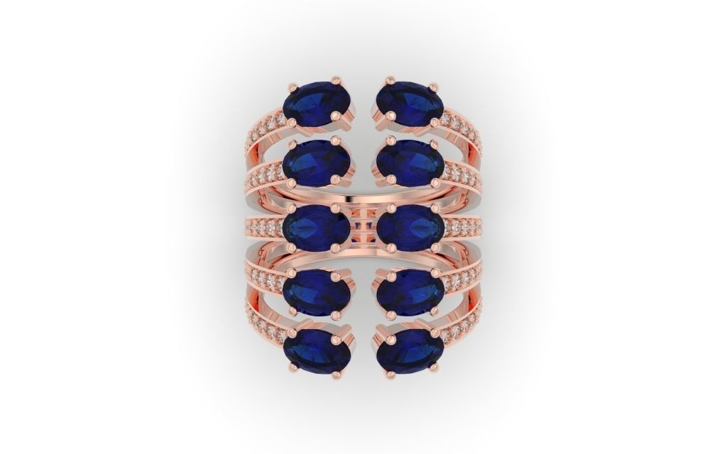 Ring Oval Loops - Jewelry 3D - AN-154 3D print model_7