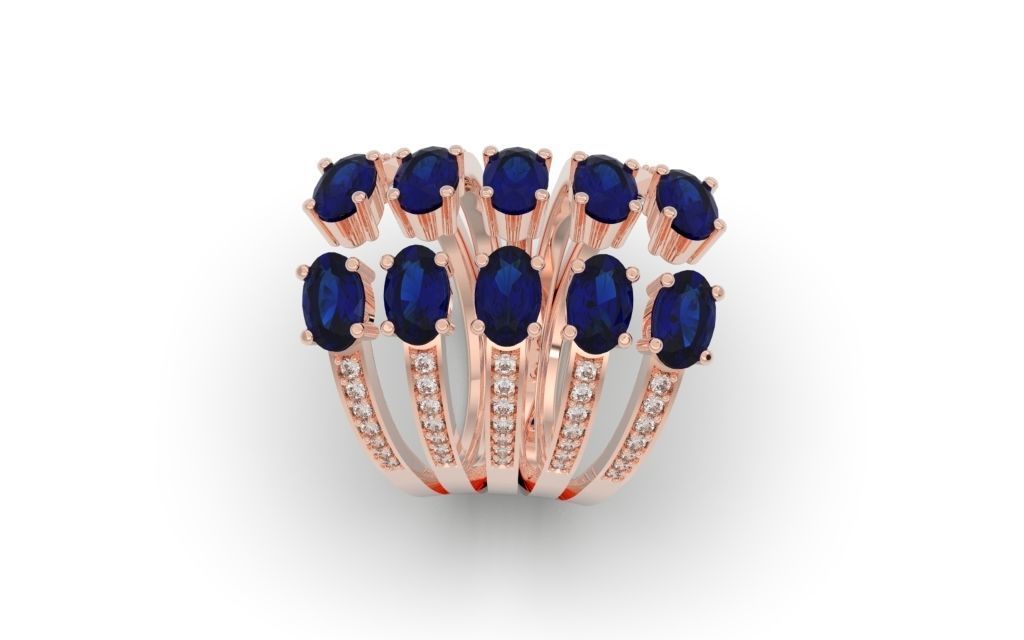 Ring Oval Loops - Jewelry 3D - AN-154 3D print model_8