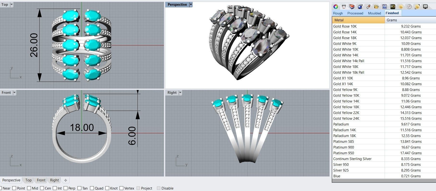 Ring Oval Loops - Jewelry 3D - AN-154 3D print model_1