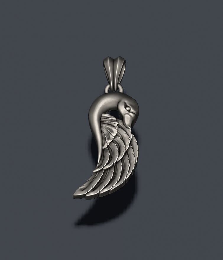 Swan pendant 3D print model_4