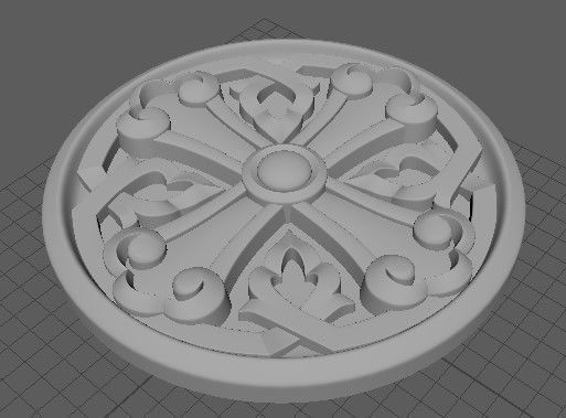 rosette cross 3D model_2