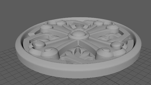 rosette cross 3D model_3