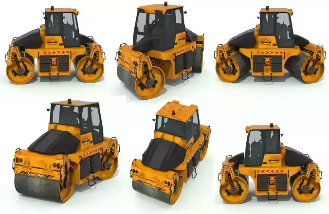 Road roller truck Low-poly 3D model