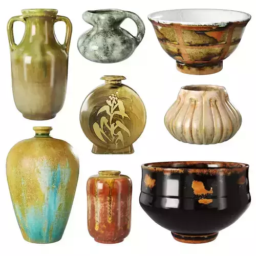 Ceramic vases by Alexandre Bigot 3D model