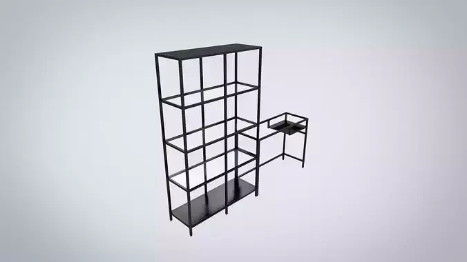 IKEA shelving unit with laptop table VITTSJO metal with glass Low-poly 3D model