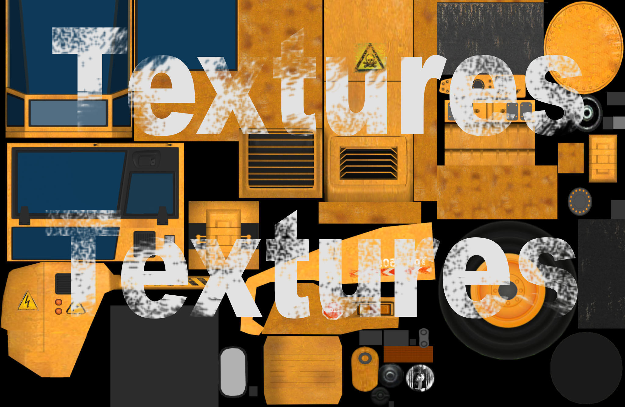 Road roller truck 2 Low-poly 3D model_5