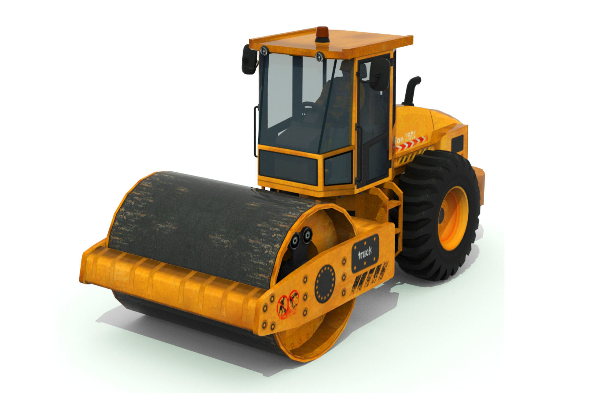 Road roller truck 2 Low-poly 3D model_1