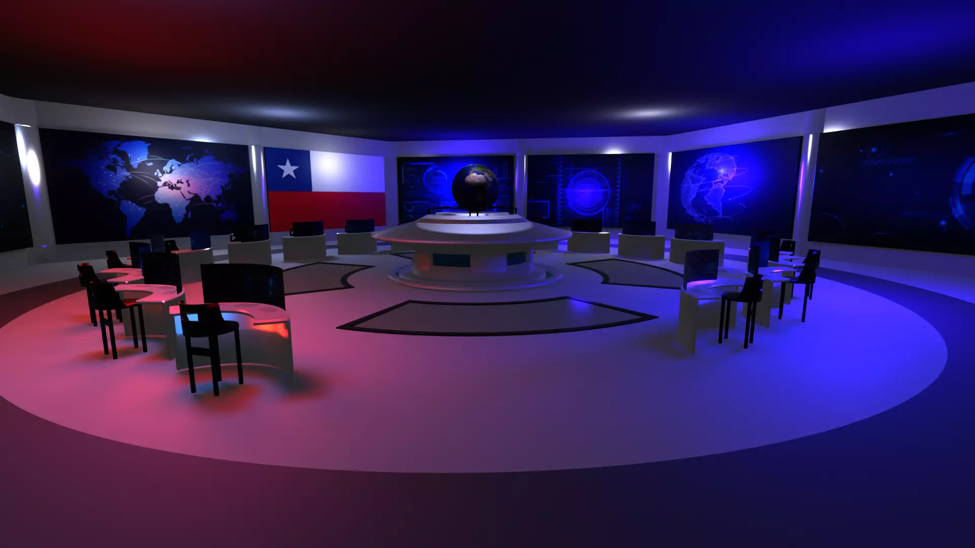 Command Center - Control Room- Military Base - Chile Low-poly 3D model_0