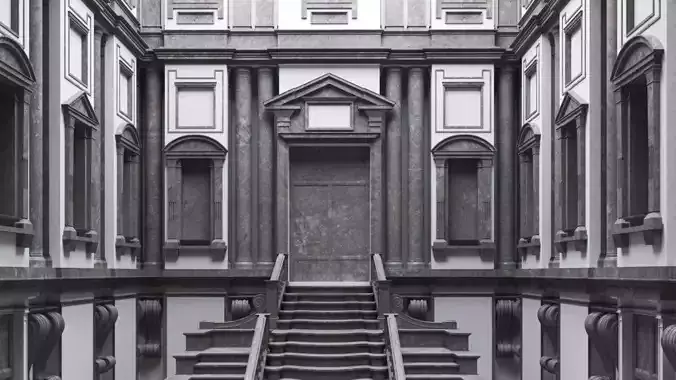 Michelangelo Laurentian Library 3D model
