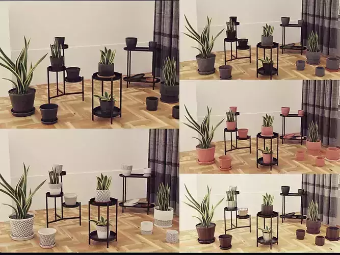Plants pots collection vol 01 Low-poly 3D model