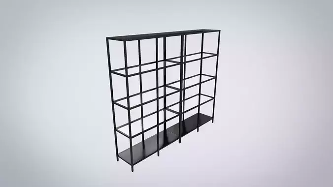 IKEA storage combination VITTSJO black metal with glass Low-poly 3D model
