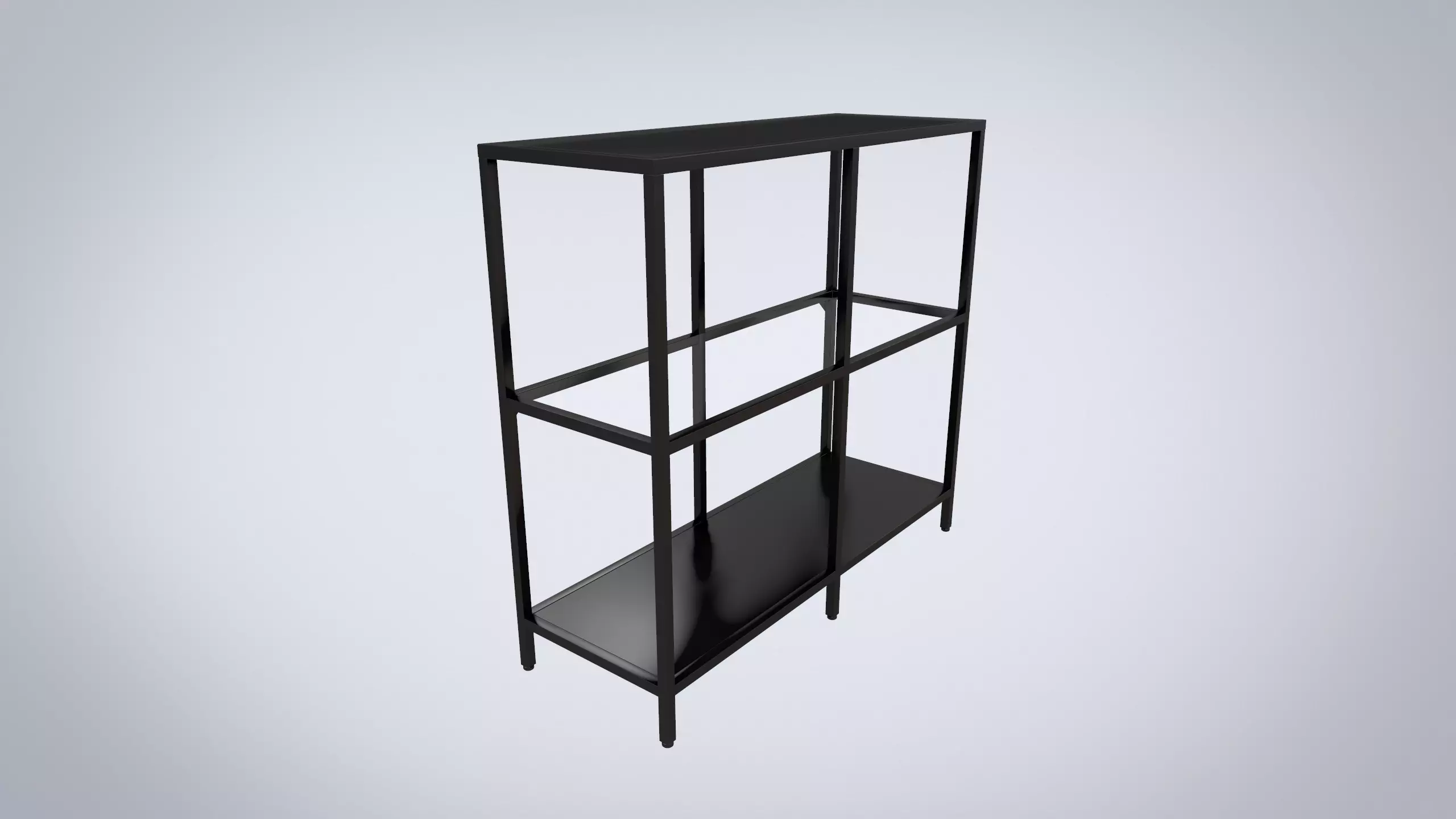 IKEA shelving unit VITTSJO black metal with glass Low-poly 3D model_0