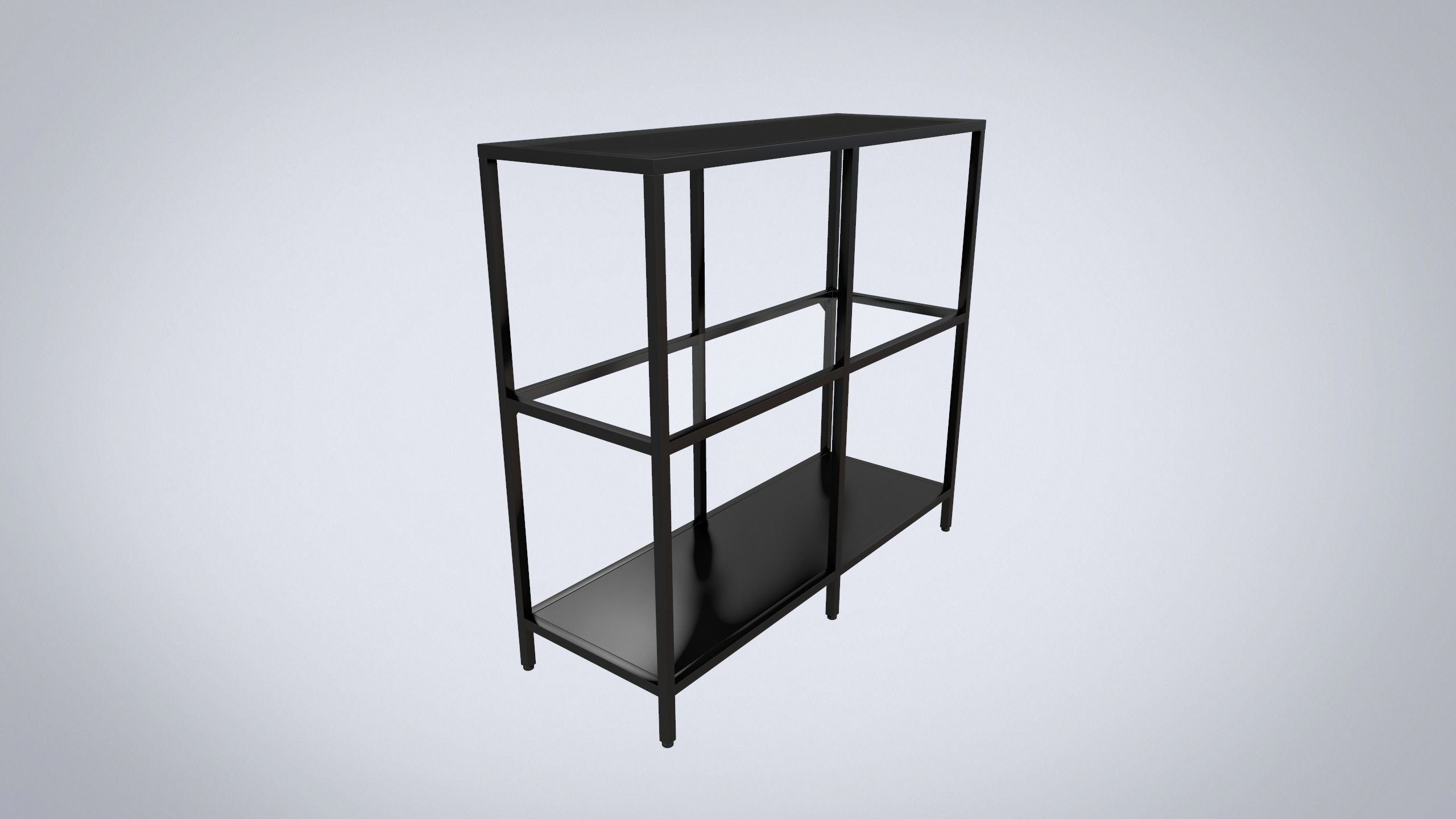 3D model IKEA shelving unit VITTSJO black metal with glass VR / AR