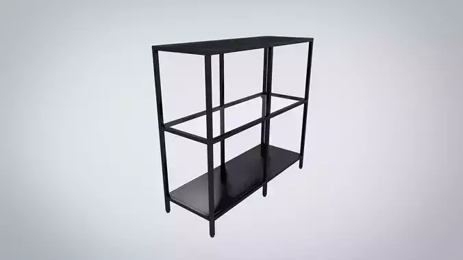 IKEA shelving unit VITTSJO black metal with glass Low-poly 3D model