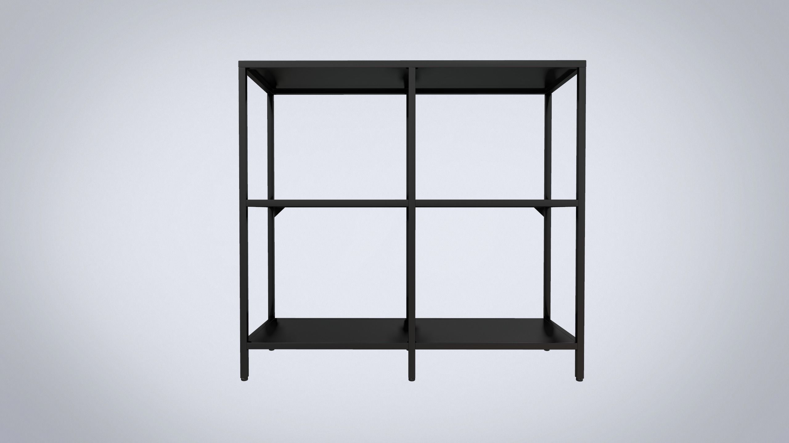 IKEA shelving unit VITTSJO black metal with glass Low-poly 3D model_1