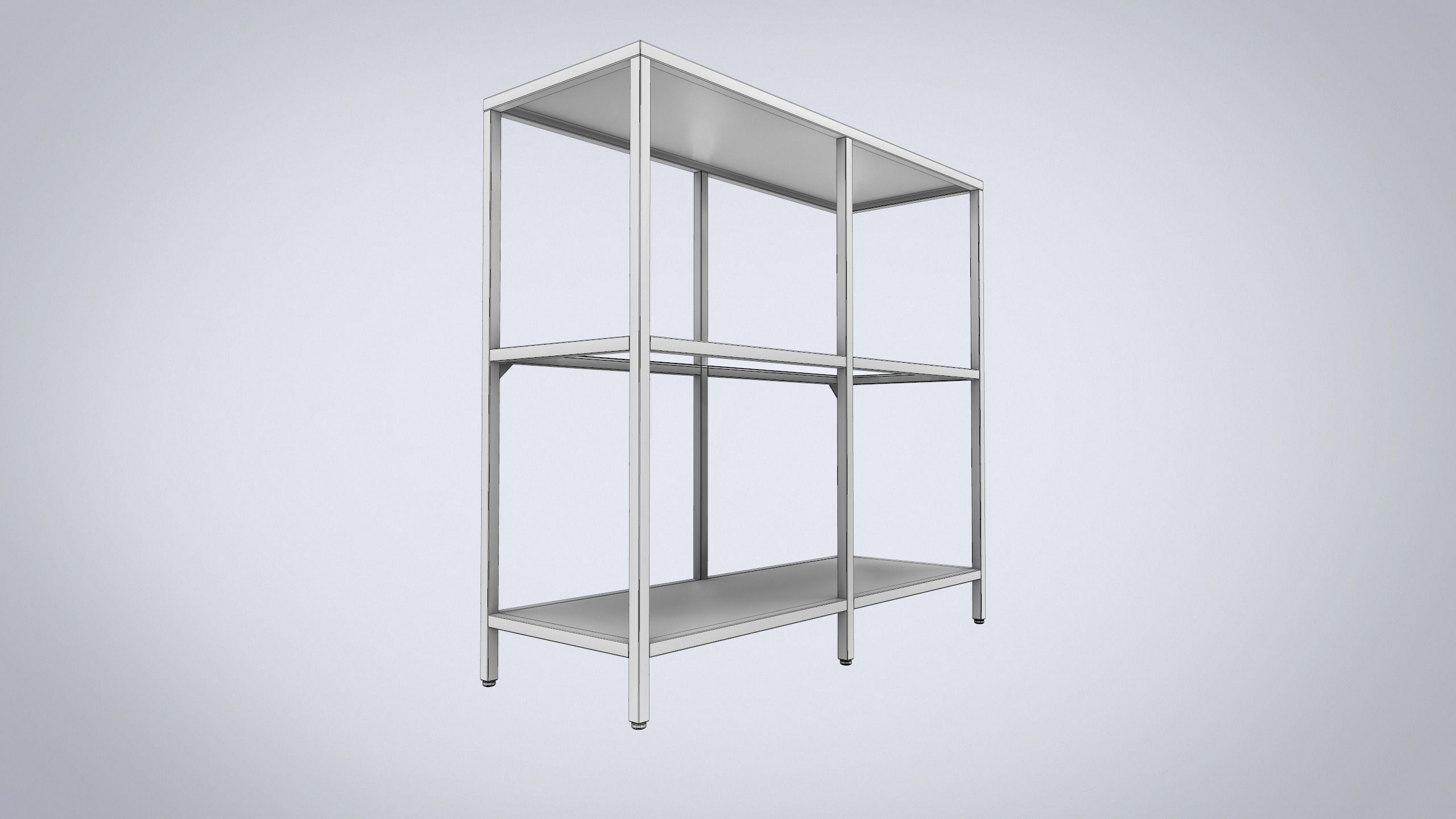 IKEA shelving unit VITTSJO black metal with glass Low-poly 3D model_6