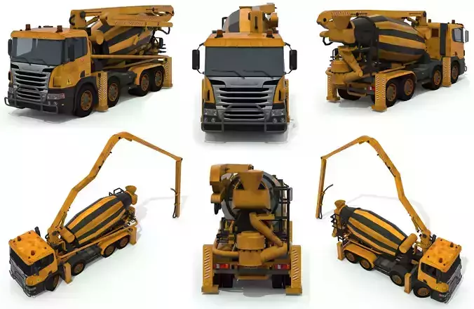 concrete mixer truck Low-poly 3D model