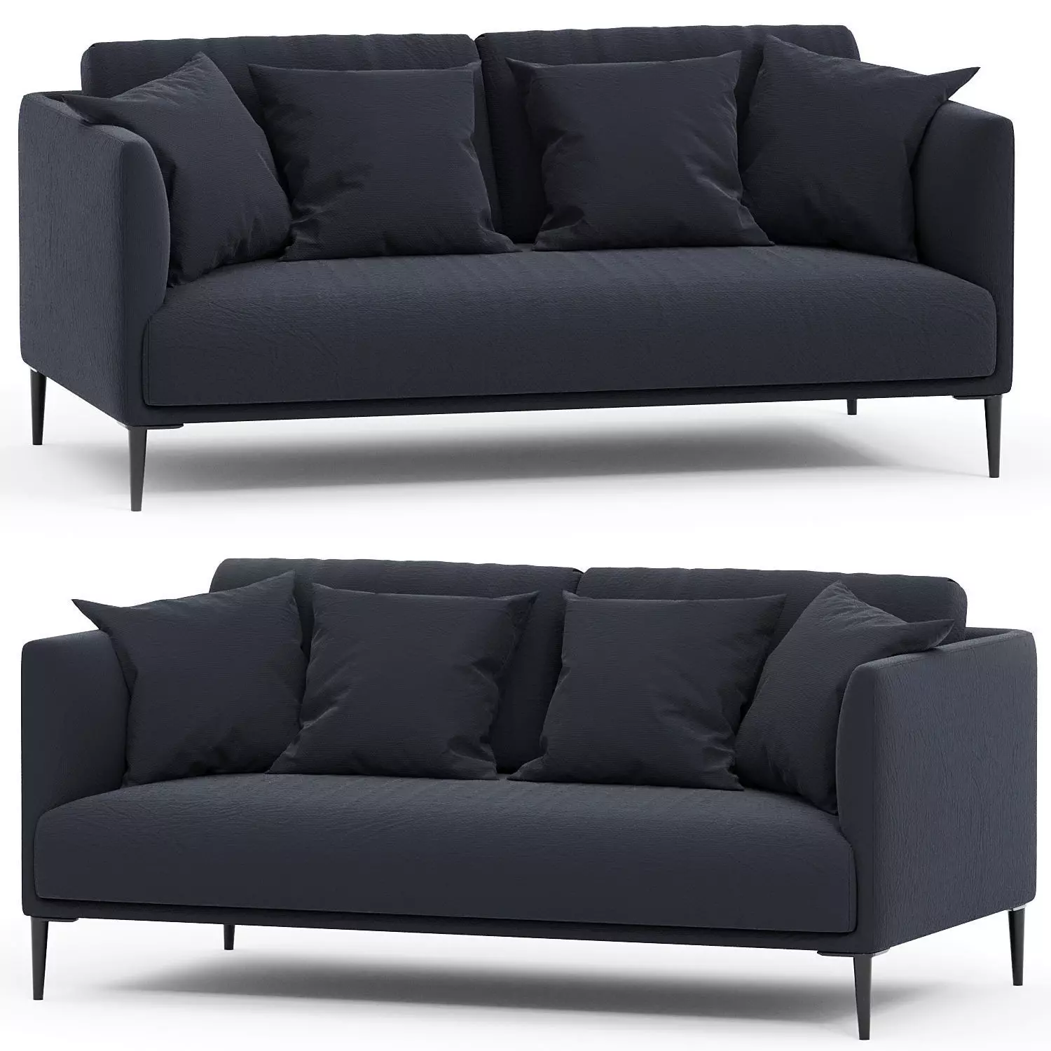 Compact velvet sofa Oscar 3D model_0