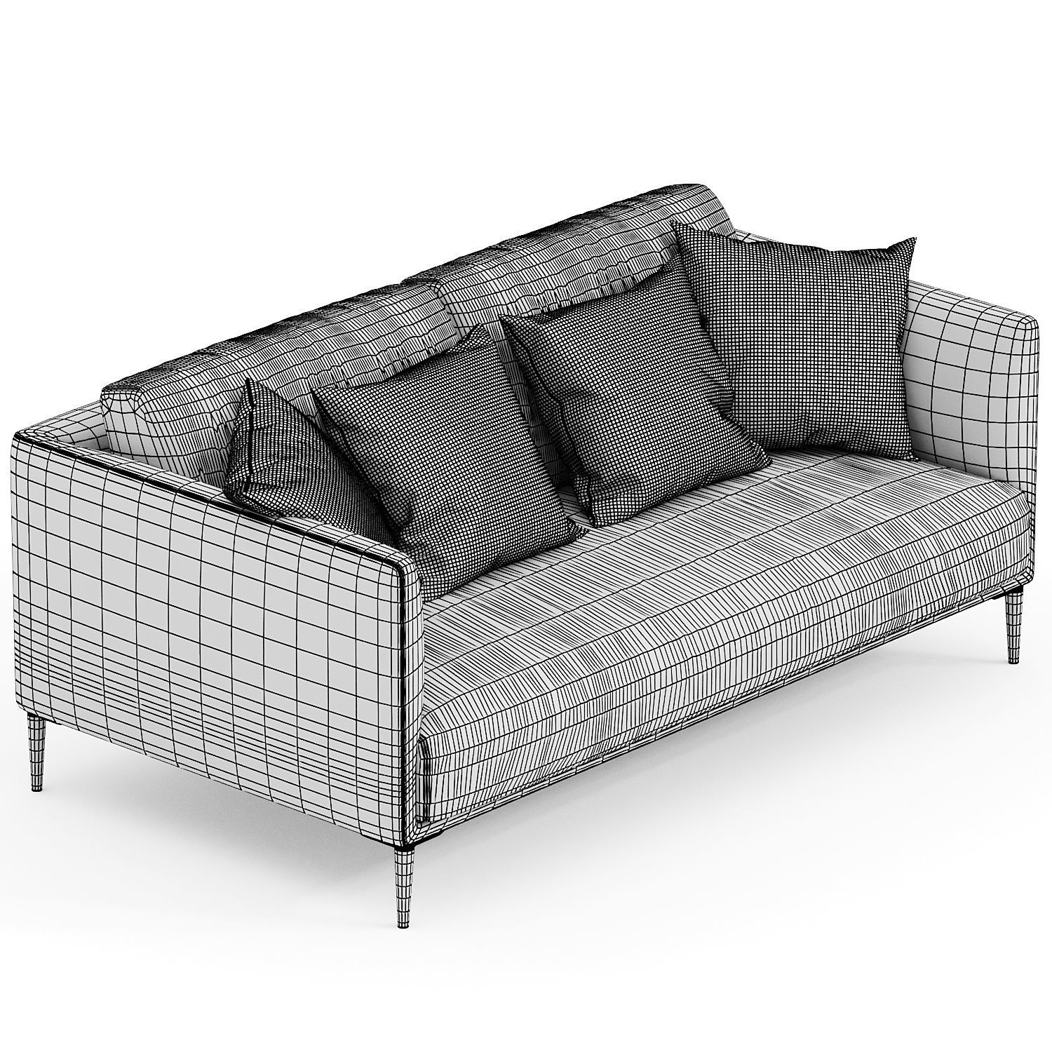 Compact velvet sofa Oscar 3D model_3