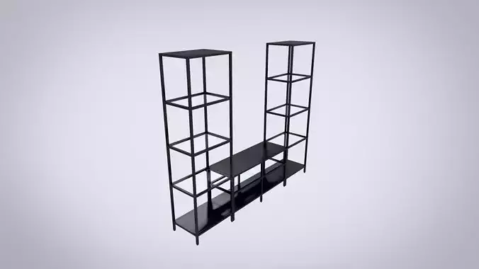 IKEA TV storage combination VITTSJO black metal with glass Low-poly 3D model