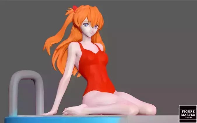 ASUKA SWIMSUIT EVANGELION GIRL STATUE CUTE PRETTY ANIME