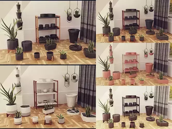 Plants pots collection vol 02 Low-poly 3D model