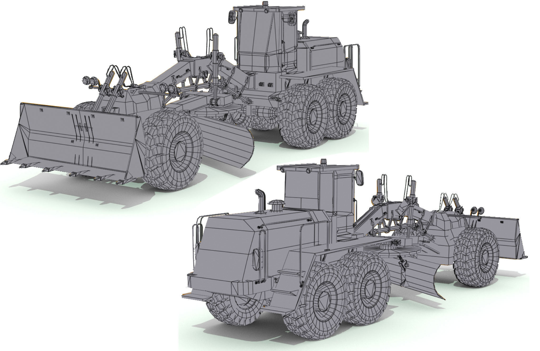 Grader truck Low-poly 3D model_2