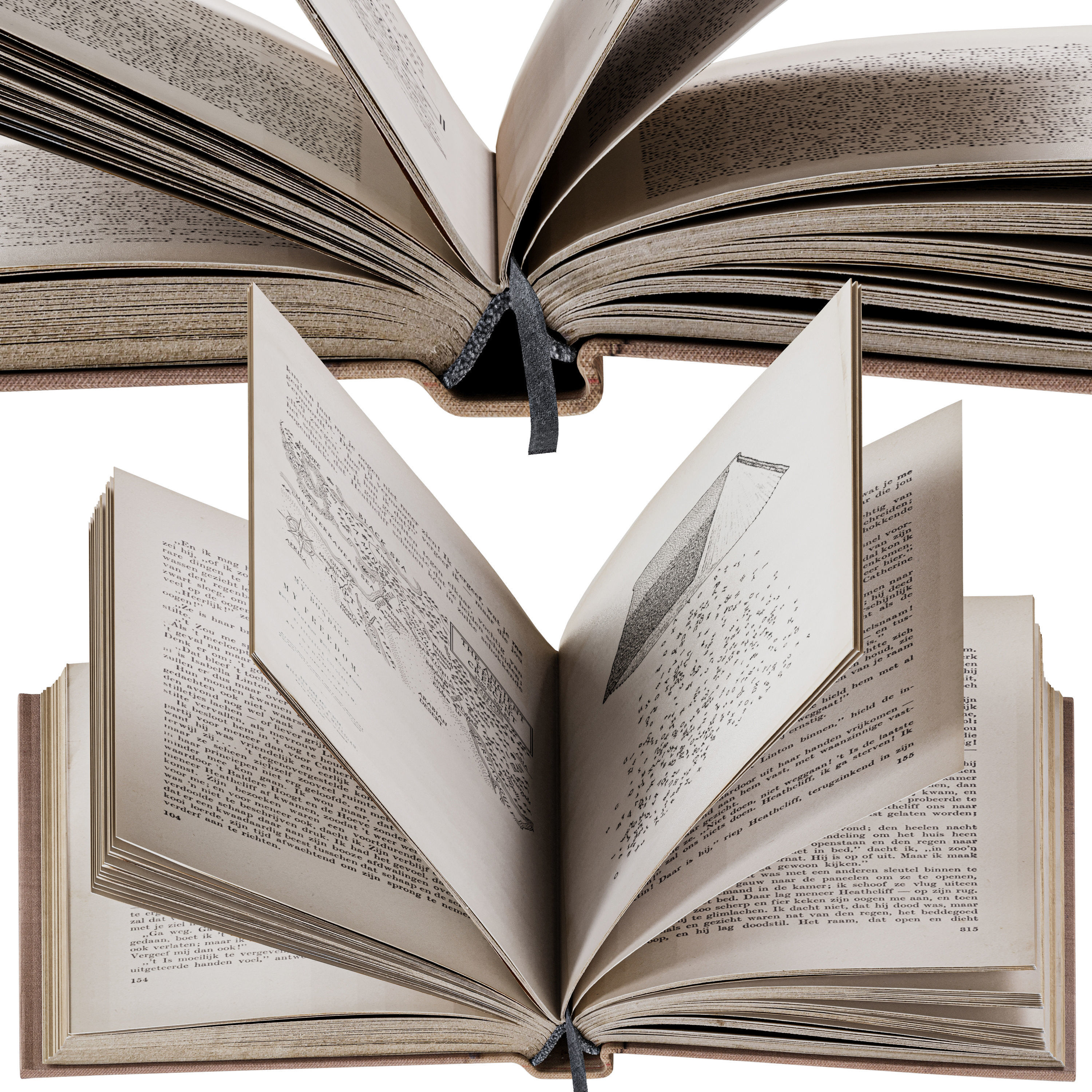 Set of Books 8 - Opened books 3D model_3