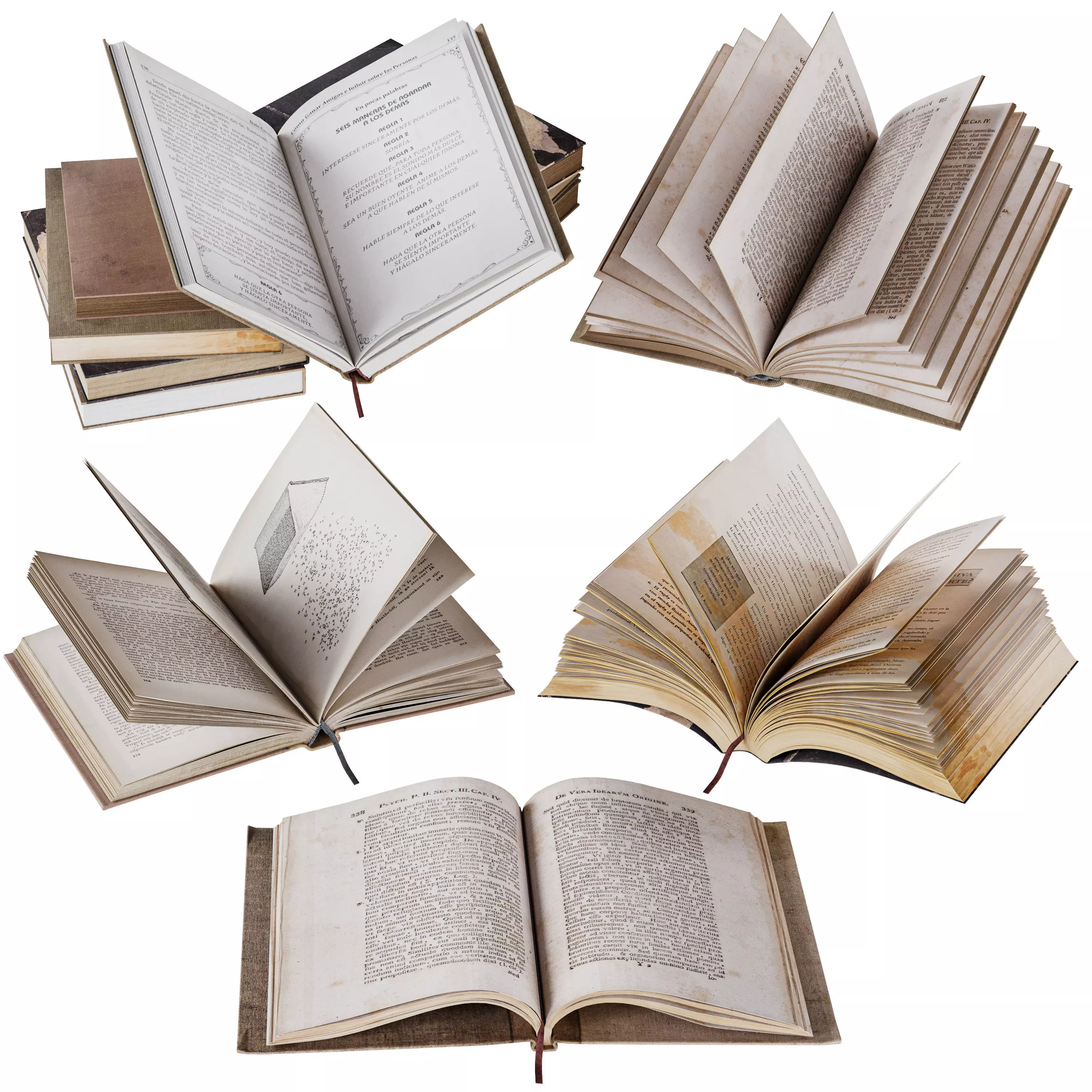 Set of Books 8 - Opened books 3D model_0