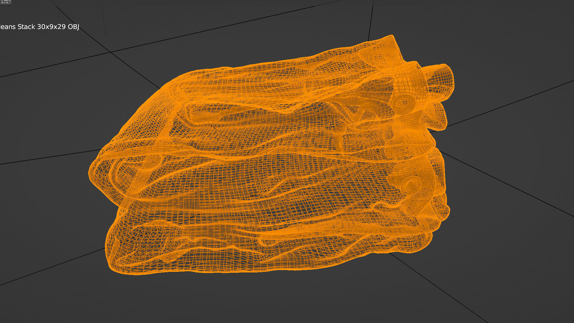 Pile or stock of folded blue jeans pants wardrobe 3D model_6