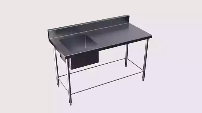 stainless steel table with left sink