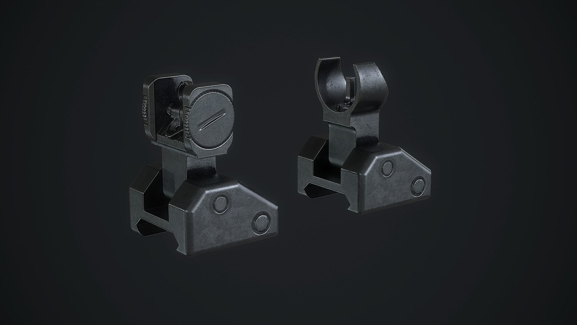 SIG SAUER Rear Flip Up Sights Low-poly 3D model_2