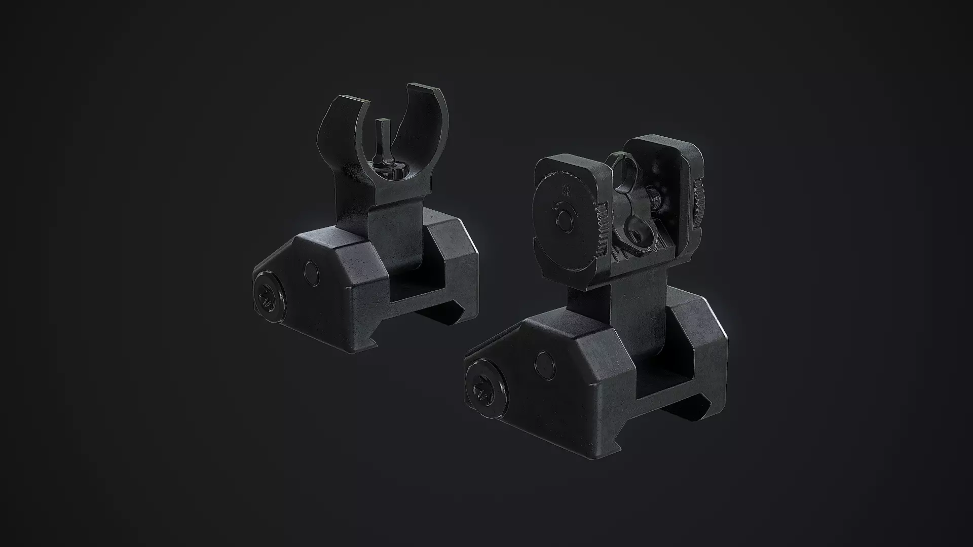 SIG SAUER Rear Flip Up Sights Low-poly 3D model_0