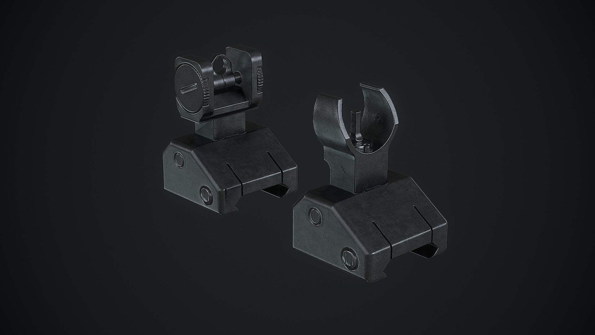 SIG SAUER Rear Flip Up Sights Low-poly 3D model_1