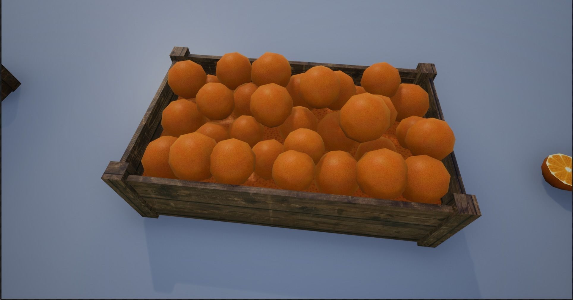 Lowpoly Crate and Baskets of Harvested Orange Low-poly 3D model_8