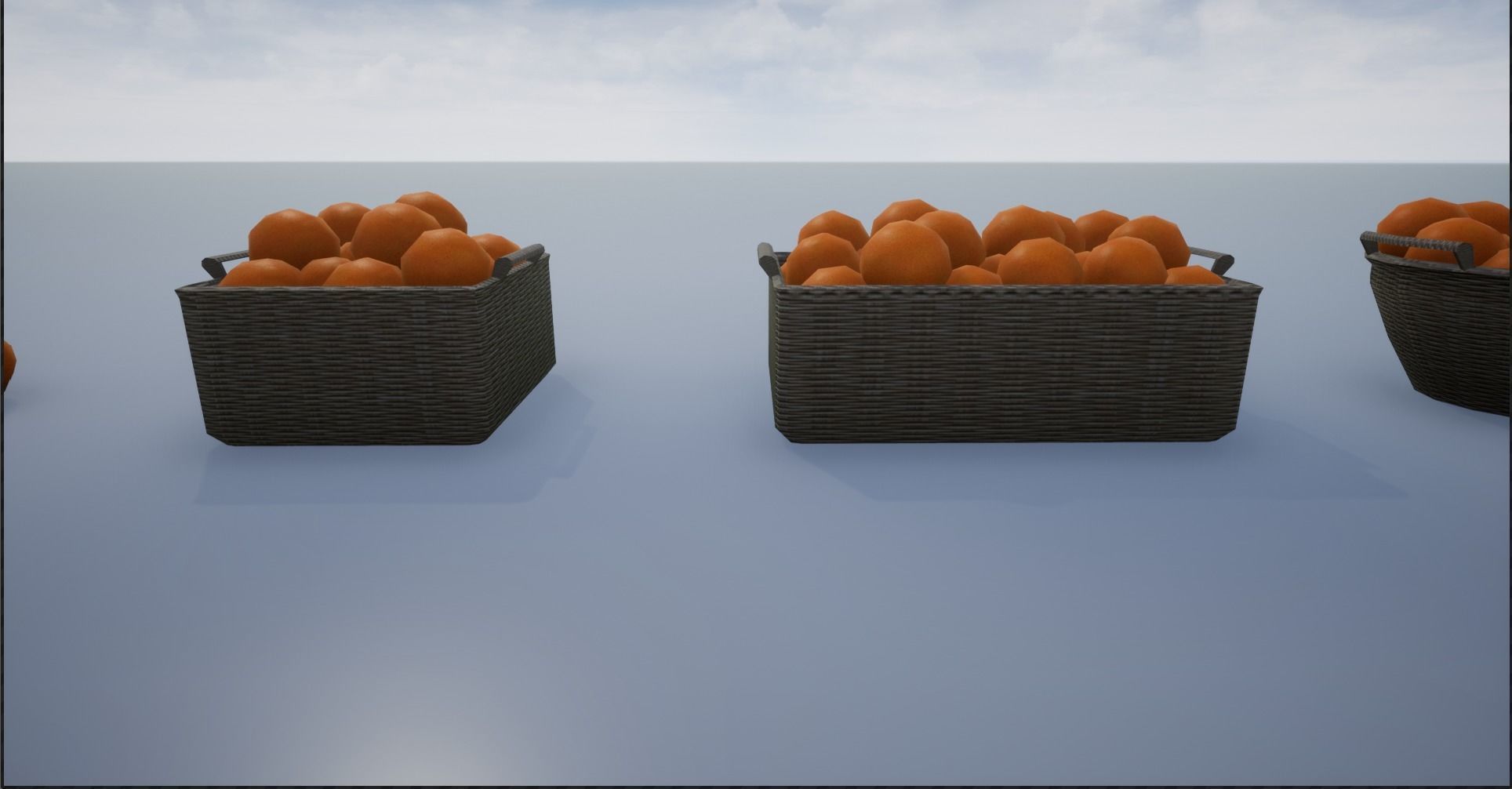 Lowpoly Crate and Baskets of Harvested Orange Low-poly 3D model_17