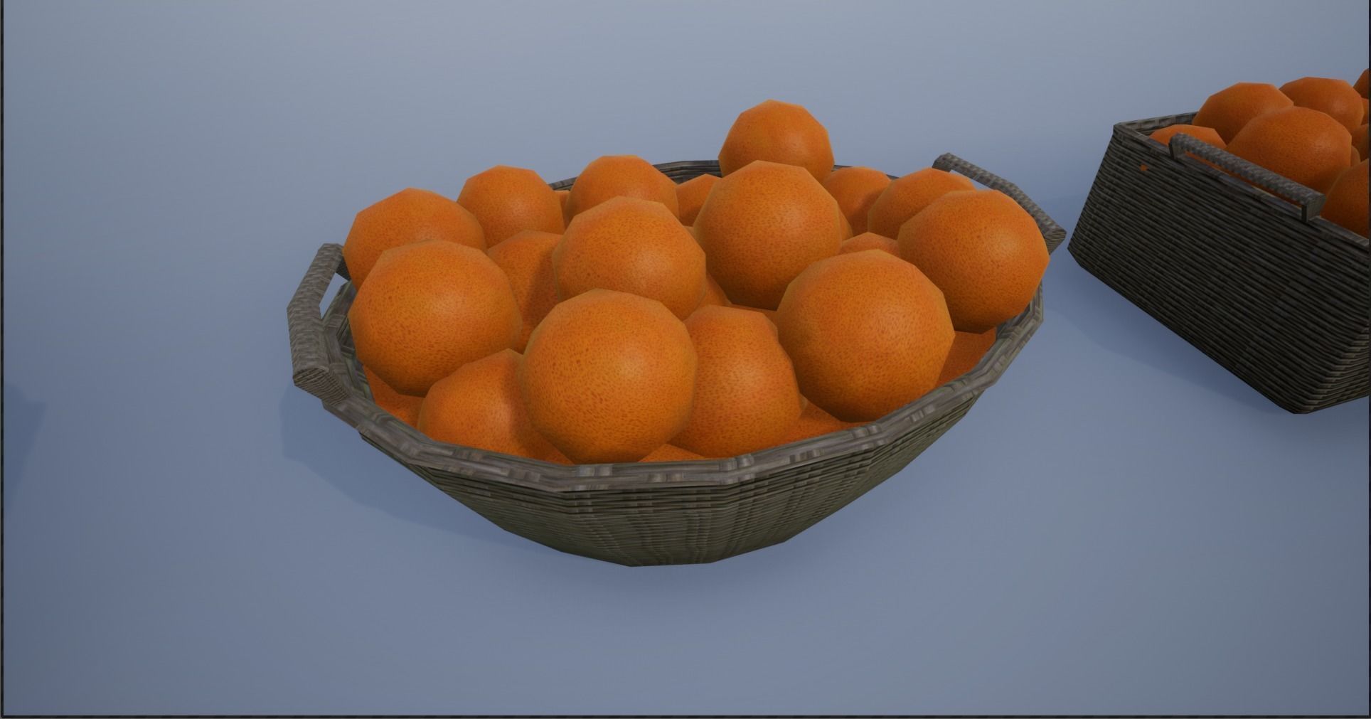 Lowpoly Crate and Baskets of Harvested Orange Low-poly 3D model_15