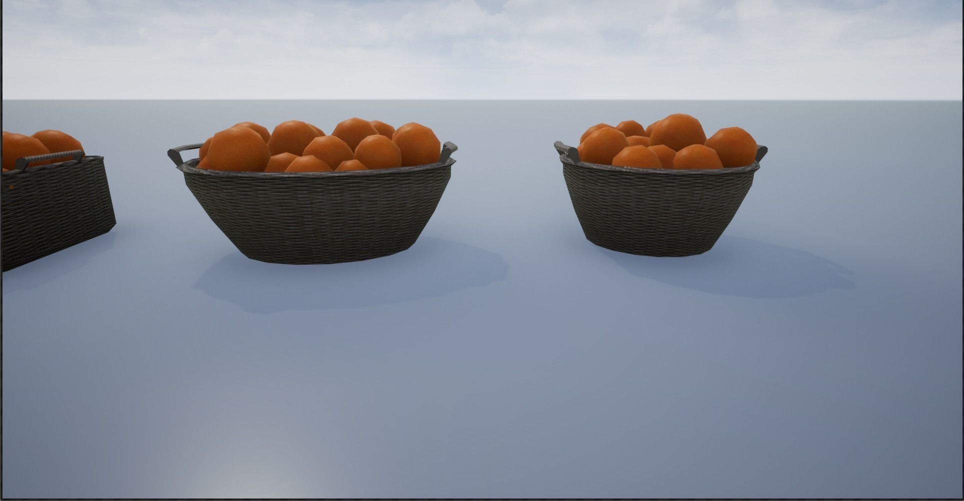 Lowpoly Crate and Baskets of Harvested Orange Low-poly 3D model_16
