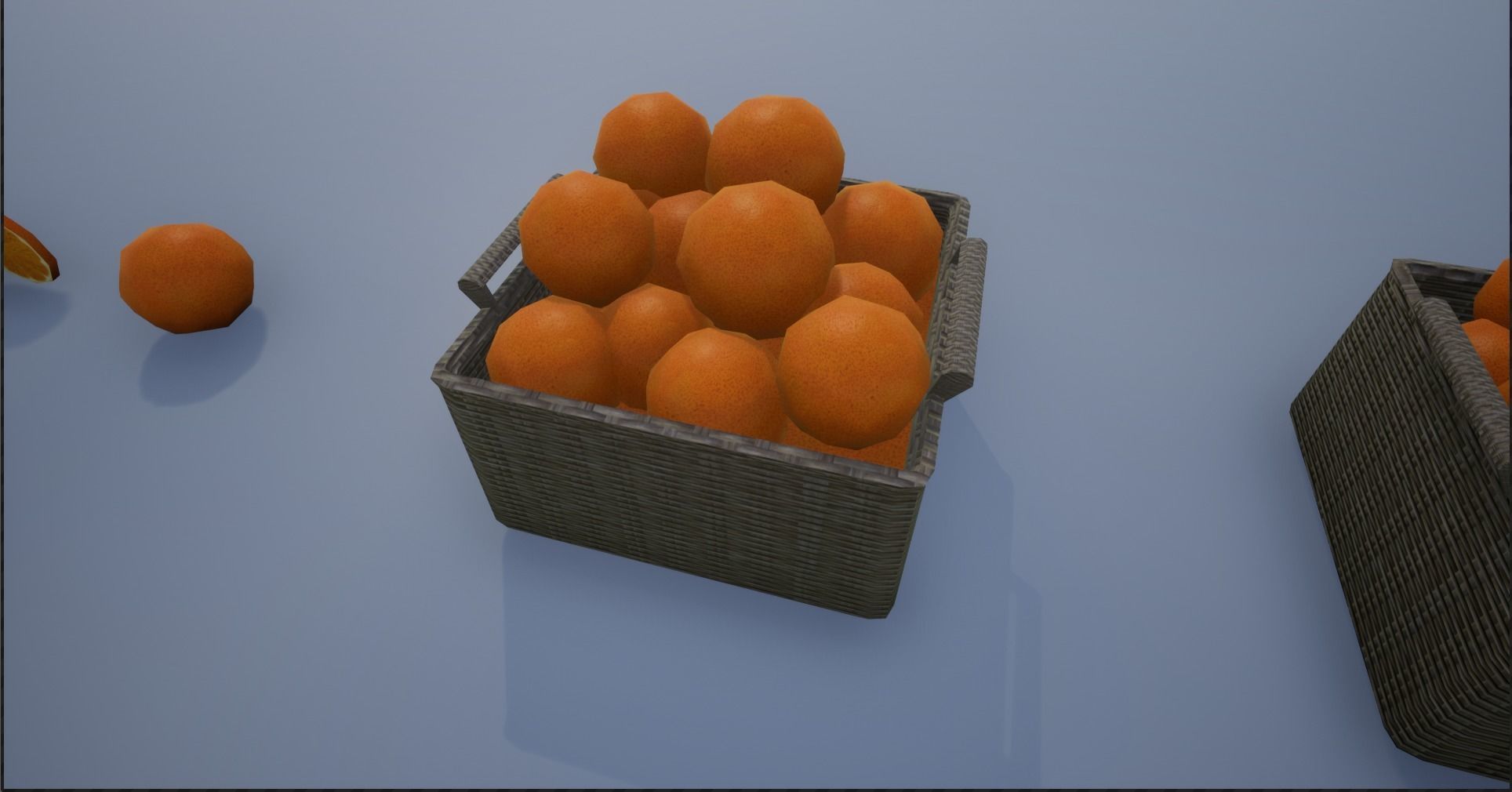 Lowpoly Crate and Baskets of Harvested Orange Low-poly 3D model_13