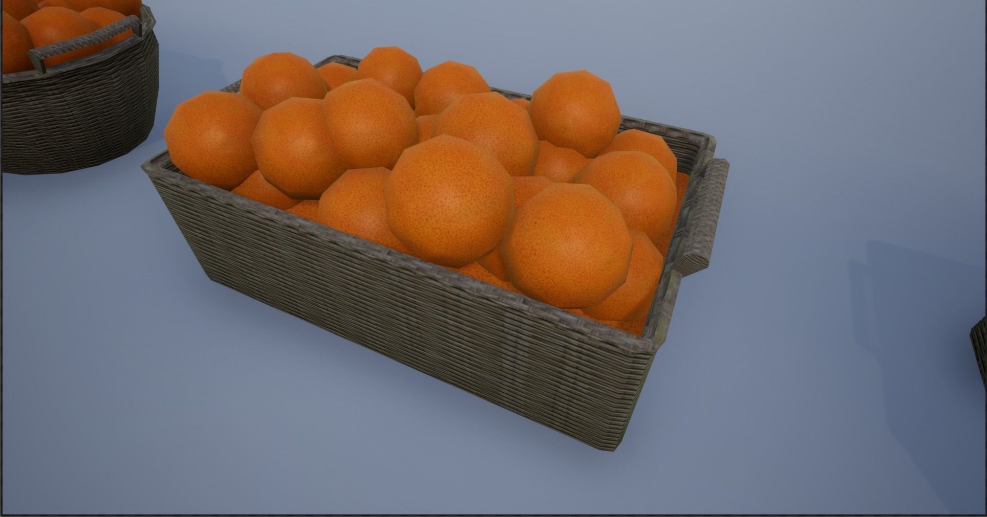 Lowpoly Crate and Baskets of Harvested Orange Low-poly 3D model_14
