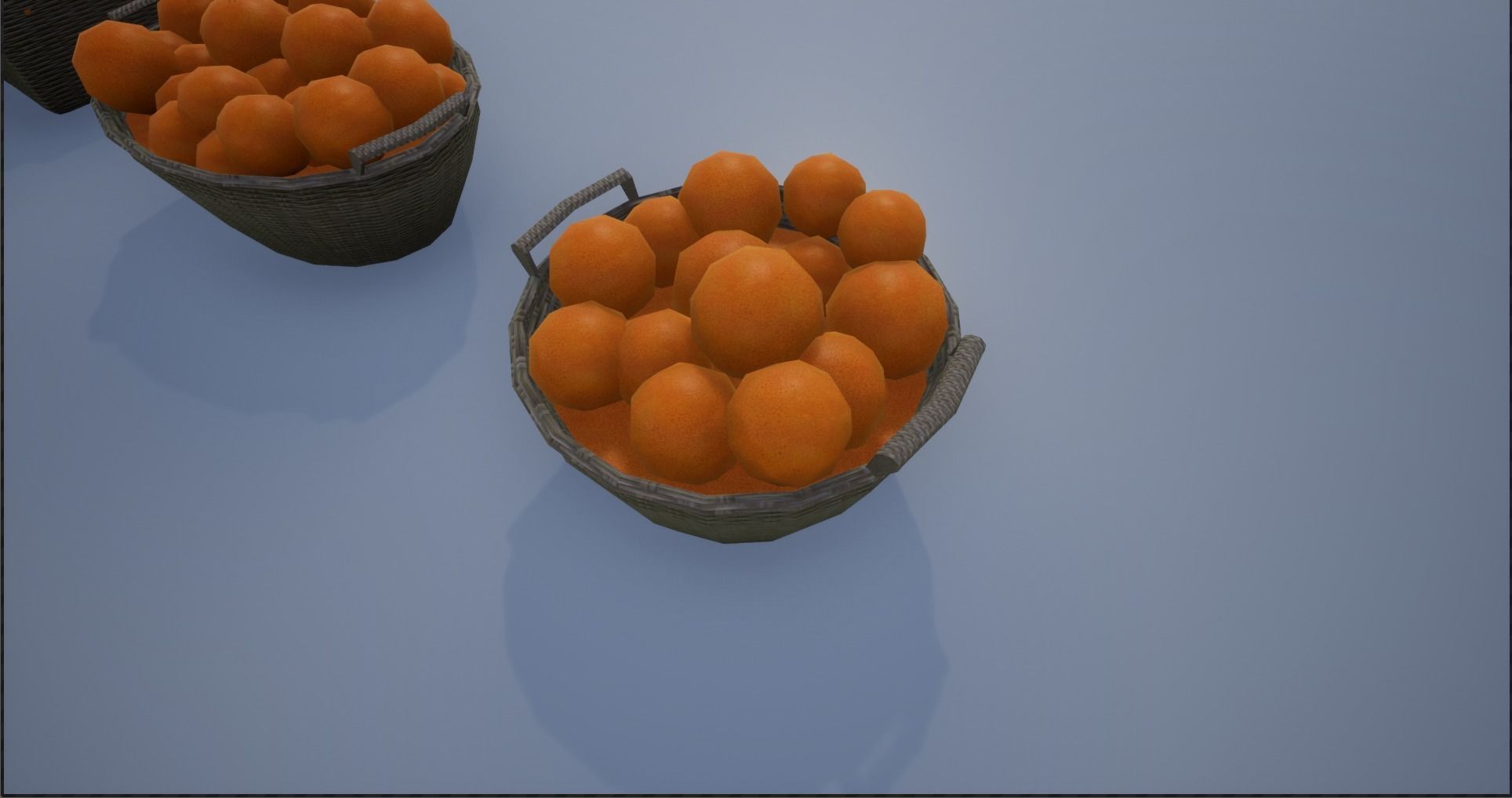 Lowpoly Crate and Baskets of Harvested Orange Low-poly 3D model_18