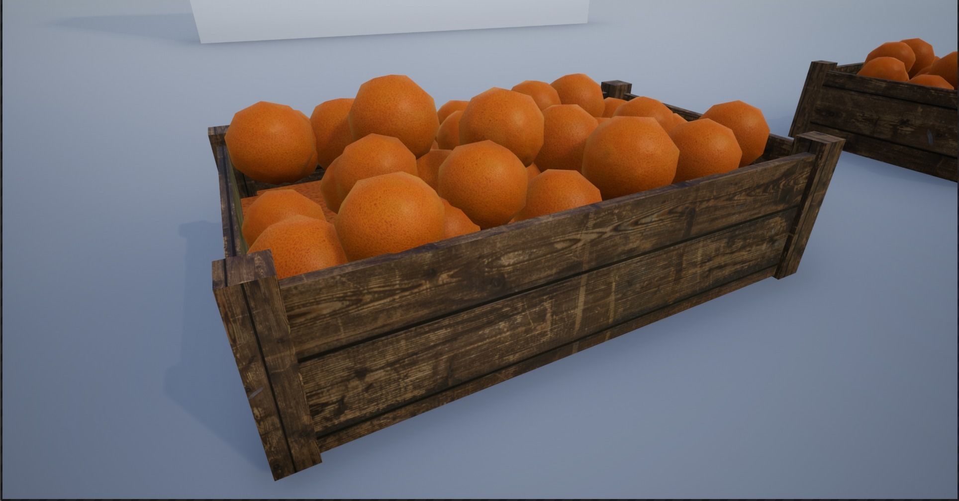 Lowpoly Crate and Baskets of Harvested Orange Low-poly 3D model_9