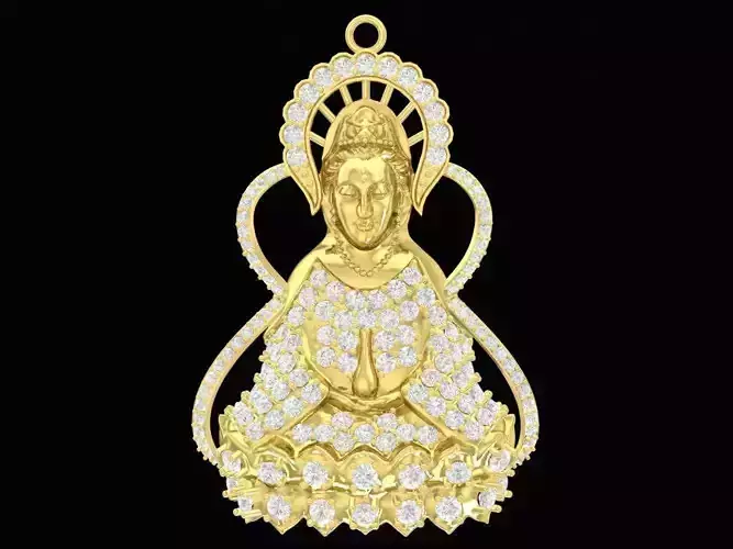 FENGSHUI LUCKY Guan Yin Buddha DIAMOND PENDANT 3297