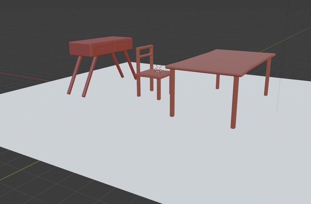 Low Poly Furniture Set table and chairs Free low-poly 3D model_1