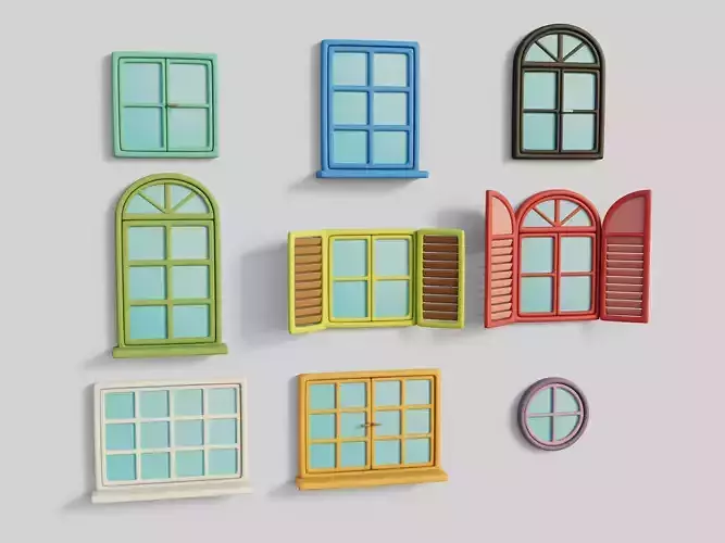 Cartoon Windows Collection 1 Low-poly 3D model
